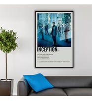 Metal Çerçeveli Temperli Cam Tablo Film Afişi Inception 2010 (Siyah)