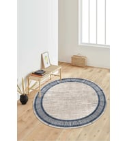 Dijital Baskılı Kaymaz Taban Yıkanabilir Yuvarlak Salon Halısı Koridor Halısı Paspas NDY-HT-668 (Mavi)