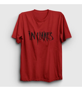 Presmono Unisex Sarı Logo V2 In Flames T-Shirt 84390tt (Kırmızı)