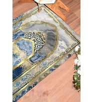 EVDEYA Dijital Baskılı Yıkanabilir Mermer Desen Hediyelik Namazlık Seccade 70x130, Seccade-36-gold, (Mavi)