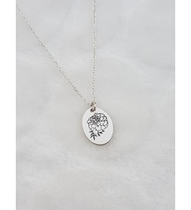 Doğum Çiçeği Kolye, Birth Flower Necklase (Ekim- October) (Gümüş)