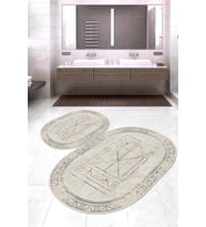 Dijital Baskılı Kaymaz Taban Yıkanabilir Oval 2'li Klozet Takımı Banyo Paspası NOKZ-HT-397 (Çok Renkli)