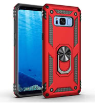Samsung Galaxy S8 Uyumlu Kılıf Standlı Manyetik Yüzüklü Military Magnetic Ring Polycarbonate and TPU Case (Kırmızı)