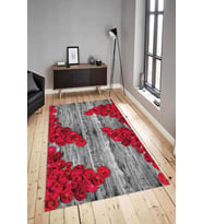 Dijital Baskılı Yıkanabilir Kaymaz Modern Renkli Salon Halısı Mutfak Halısı Yolluk ND-HY-798 (Kırmızı)