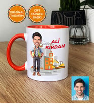 Kişiye Özel Karikatürlü İnşaat Mühendisi Hediye Kupa Bardak Erkek İnşaat Mühendisine Mühendisler Günü Hediyesi (Turuncu)