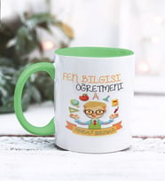 Fen ve Teknoloji Öğretmeni Tasarımlı Kişiye Özel Kupa Bardak (Yeşil)