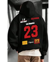 California 23 Baskılı Oversize Sweatshirt (Siyah)