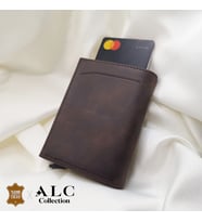 ALC Collection Hakiki Deri Mekanizmalı Renk Seçenekli Kadın ve Erkek Kartlık Cüzdan (Kahverengi)
