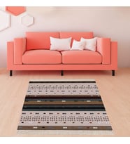Kilim Desenli Etnik Dijital Baskı Yıkanabilir Kaymaz Taban Modern Salon Halı ve Yolluk (Yeşil)