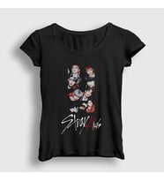 Presmono Kadın Beyaz Members Stray Kids T-Shirt 122941tt (Siyah)