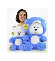 90 Cm Kapşonlu Uykumcuk Peluş Ayıcık Panda (Mavi)