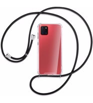 Samsung Galaxy NOTE 10 LiTE Şeffaf Boyun Omuz Askılı İpli Kılıf (Beyaz)
