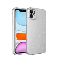 Apple iPhone 12 Kılıf Kamera Korumalı Simli Lüks Işıltılı Silikon (Beyaz)
