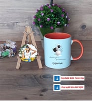 Geometri Öğretmeni Kupa Bardak Beyaz ve Fotoğraflı Ahşap Anahtarlık Hediye (Model 13)