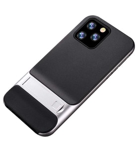 iPhone 11 Pro Standlı Korumalı Lüx Silikon (Gri)