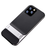 iPhone 11 Pro Standlı Korumalı Lüx Silikon (Gri)