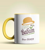 Kişiye Özel Babalar Günün Kutlu Olsun 5 Tasarım Siyah Kupa Bardak (Sarı)