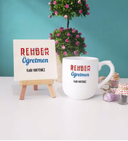 Rehber Öğretmeni Kupa Bardak Lacivert Dekoratif Taş Baskı (Model 9)