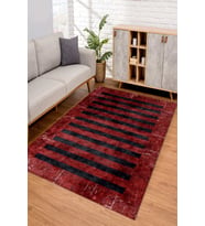 Dijital Kaymaz Taban Yıkanabilir Renkli Salon Halısı Mutfak Halısı Yolluk ND-SD-247 (Kırmızı)