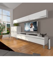 Decoraktiv Ekoflex 8 Mdf Krom Ayaklı Tv Ünitesi Tv Sehpası (Beyaz)