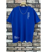 Erkek Belive in Yourself Baskılı Oversize Tshirt (Mavi)