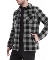 Ghassy Co. Erkek Oduncu Düğmeli Çift Cepli Ekose Polar Outdoor Gömlek Ceket  (Füme)
