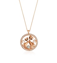 OPAL TAŞLI KEDİ GÜMÜŞ KOLYE   925 Ayar Gümüş Kolye (Beyaz-Rose Gold)