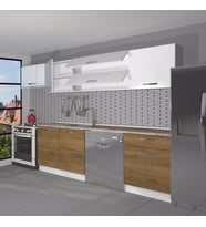 Decoraktiv Elite 280Y MDF Hazır Mutfak Dolabı - Tezgah Dahil - Parlak Beyaz (Beyaz - Pera)
