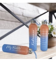 Kişiye Özel Renkli 750 ml Motivasyon Cam Su Matarası HK2709 (Mavi)