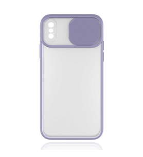 Uyumlu Model Apple iPhone X Kılıf Kamera Kapatmalı Lensi Case (Lila)
