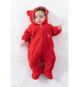 Welsoft Peluş Unisex Fermuarlı Kışlık Bebek Uyku Tulumu Bebek Tulumu Çocuk Tulumu Çocuk Kostümü TLMAYK (Kırmızı)