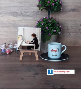 Avukat Fotoğraflı Dekoratif Taş, Ahşap Altlıklı Türk Kahvesi Fincanı Hediye (Model 7)
