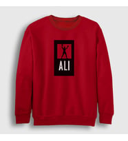 Presmono Unisex Beyaz Victory Muhammed Ali Sweatshirt 231019tt (Kırmızı)