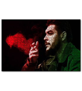 Cakapuzzle Che Guevara Puro İçiyor Siyah Arkaplan  Puzzle Yapboz MDF (Ahşap) (500 Parça)
