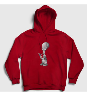 Presmono Unisex Beyaz Alien Roger Smith Dizi American Dad Kapüşonlu Sweatshirt 299287tt (Kırmızı)