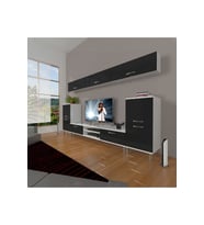 Decoraktiv Eko 9 Mdf Dvd Krom Ayaklı Tv Ünitesi Tv Sehpası (Beyaz-Siyah)