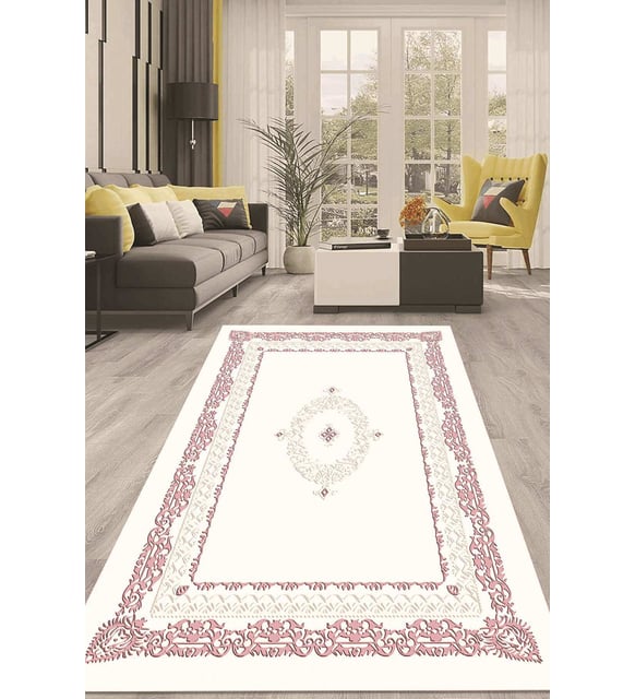 Dijital Kaymaz Taban Yıkanabilir Modern Renkli Salon Halısı Mutfak Halısı Yolluk ND-HT-615 (Pembe)
