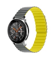 Samsung Galaxy Watch 3 41mm Kordon Renkli Strap Deri Loop Kordon (Gri - Sarı)