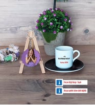 Odyometrist Türk Kahvesi Fincanı Ahşap Altlıklı ve Fotoğraflı Ahşap Anahtarlık Hediye (Model 7)