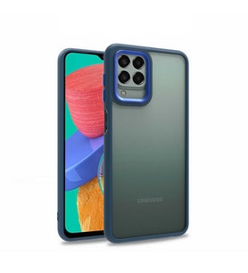 Samsung Galaxy M33 Kılıf Case, Kamera Lens Korumalı Elektroplatin Kaplama Sert PC Koruyucu Colourful Platinum Serisi (Mavi)