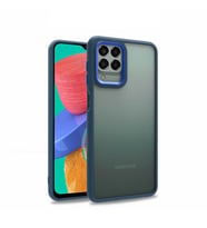 Samsung Galaxy M33 Kılıf Case, Kamera Lens Korumalı Elektroplatin Kaplama Sert PC Koruyucu Colourful Platinum Serisi (Mavi)