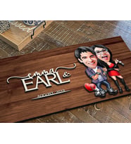 BK Gift Kişiye Özel Sevgililer Karikatürlü Kabartma Figürlü Ahşap Tablo, Duvar Dekoru, Arkadaşa Hediye, Özel Tasarım Ev Hediyesi-1 (Ceviz)