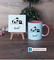 Sevimli Panda Dekoratif Taş, Kupa Bardak Kırmızı Hediye (Model 5)