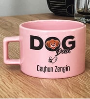 Kişiye Özel Dog Dad Hediye Pastel Fincan Köpek Babası (Pembe)
