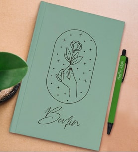 BK Gift Kişiye Özel İsimli Su Yeşili Sert Kapaklı Defter ve Tükenmez Kalem Seti, Arkadaşa Hediye, Yeni İş Hediyesi, Doğum Günü Hediyesi (Model 6)