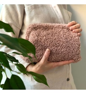 peluş kadın burslu  el çantası el örgüsü (Bej)
