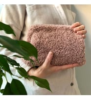 peluş kadın burslu  el çantası el örgüsü (Bej)
