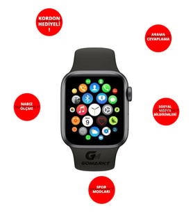 Tüm Oppo Cihazlarla Uyumlu Watch 6 Akıllı Saat Kordon Hediyeli (Siyah)