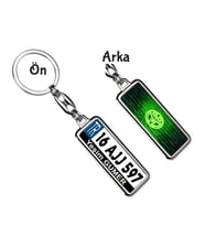 Kişiye Özel Plaka Metal Anahtarlık   Toyota Neon Yeşil Logo (Gümüş)