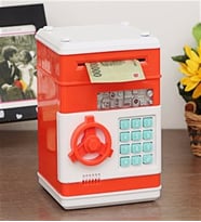 Gifttime Kişiye Özel Şifreli Otomatik Kağıt Para Alan Kasa Kumbara (Kırmızı)